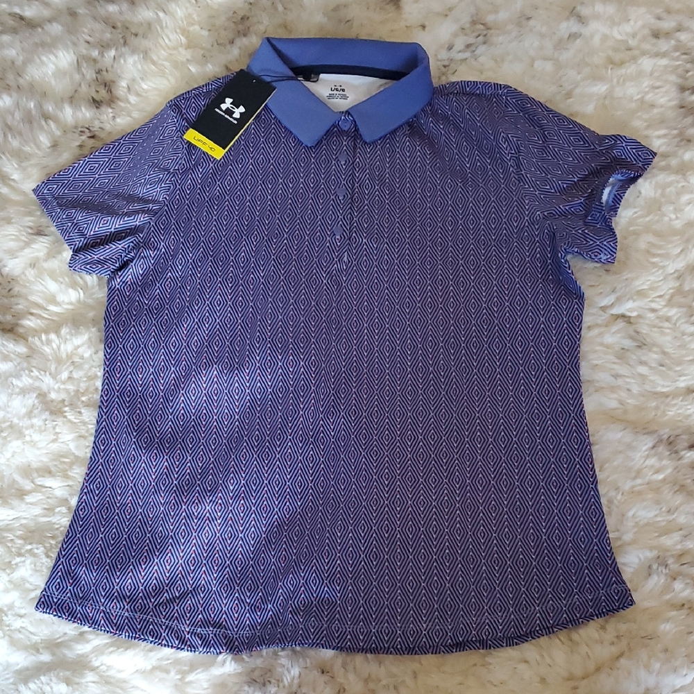 Under Armour Women's Geometric Blue Button Down Shirt